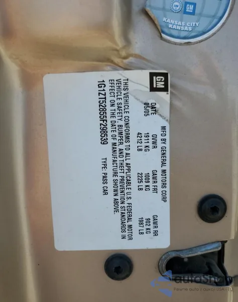 2005 Chevrolet Malibu Ls z USA, uszkodzony, nr VIN 1G1ZT52855F298539